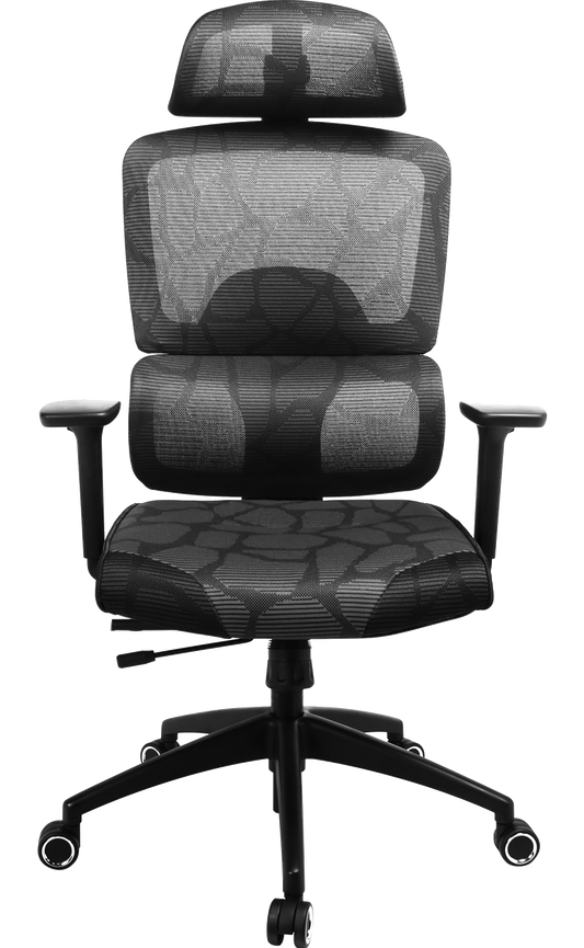 Sandberg ErgoFusion Pro ergonomic mesh gaming chair in black, front view