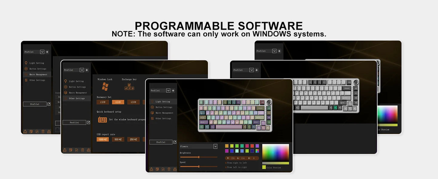YUNZII B75 PRO 82-Key Wireless Mechanical Gaming Keyboard, Gasket Hot Swap Custom RGB 75% BT/Type-C/2.4G Creamy Knob Keyboard