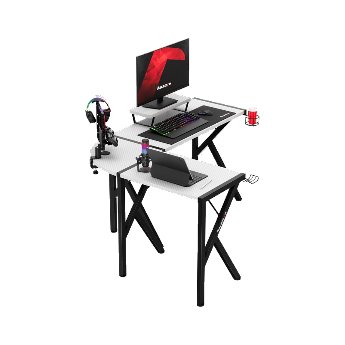 Huzaro Hero 6.3 L-Shaped Gaming Desk (White)