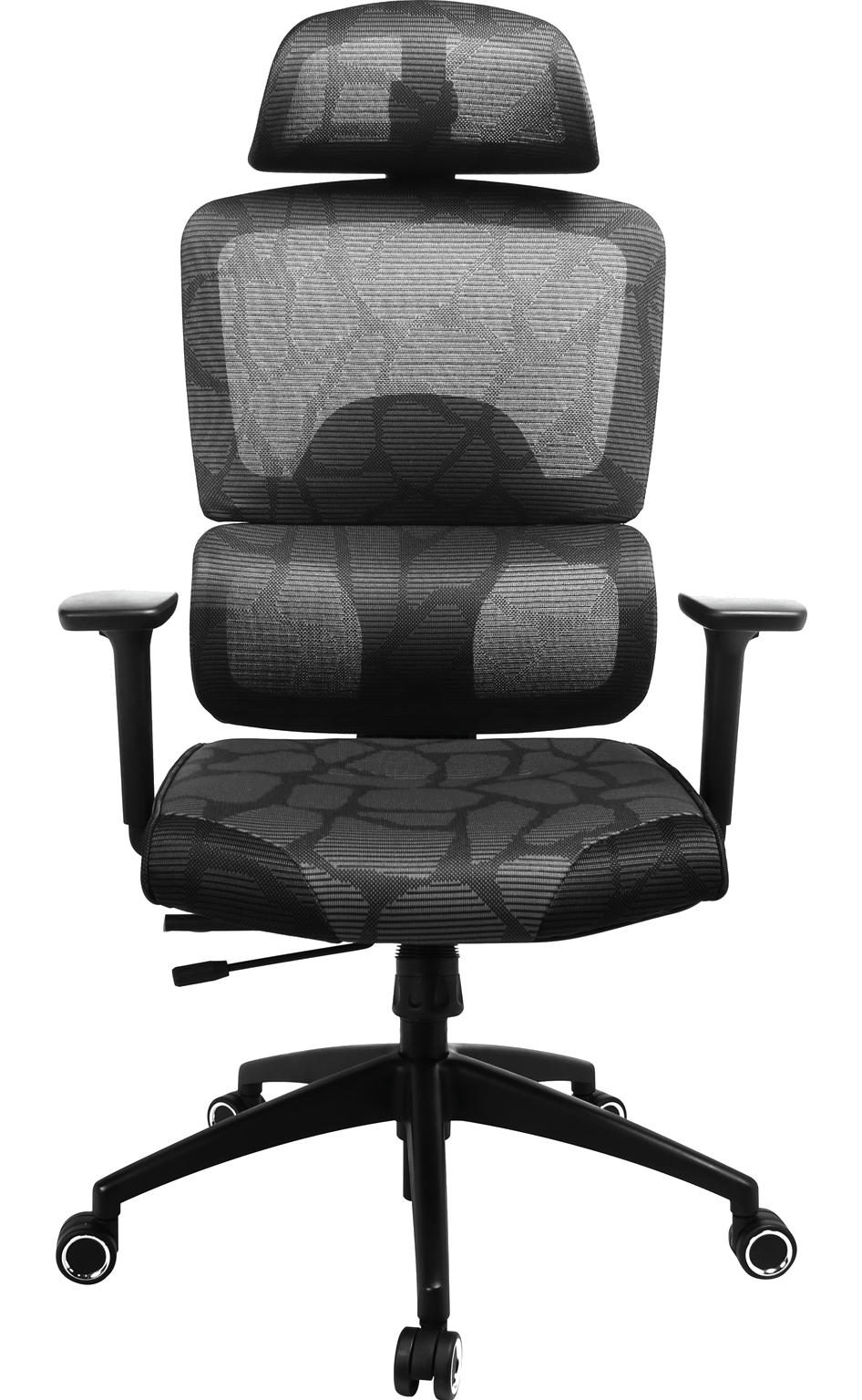 Sandberg ErgoFusion Pro ergonomic mesh gaming chair in black, front view