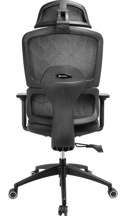 Sandberg ErgoFusion Pro ergonomic mesh gaming chair in black, rear view