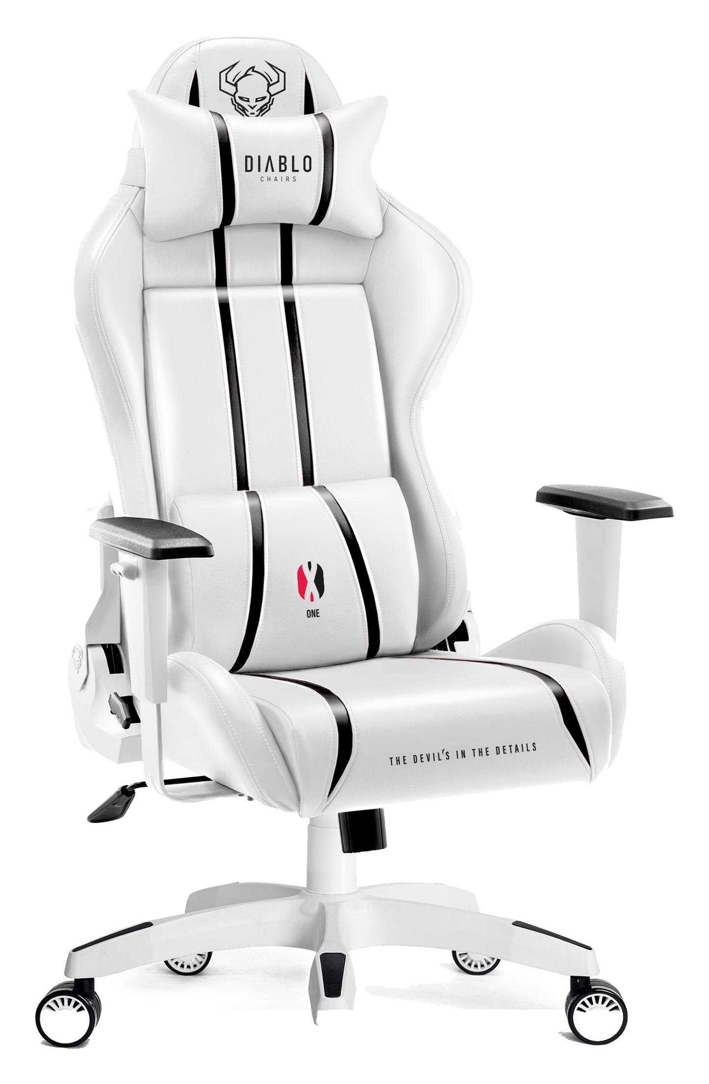 Diablo X-One 2.0 King Size gaming chair in white and black, front three-quarter view