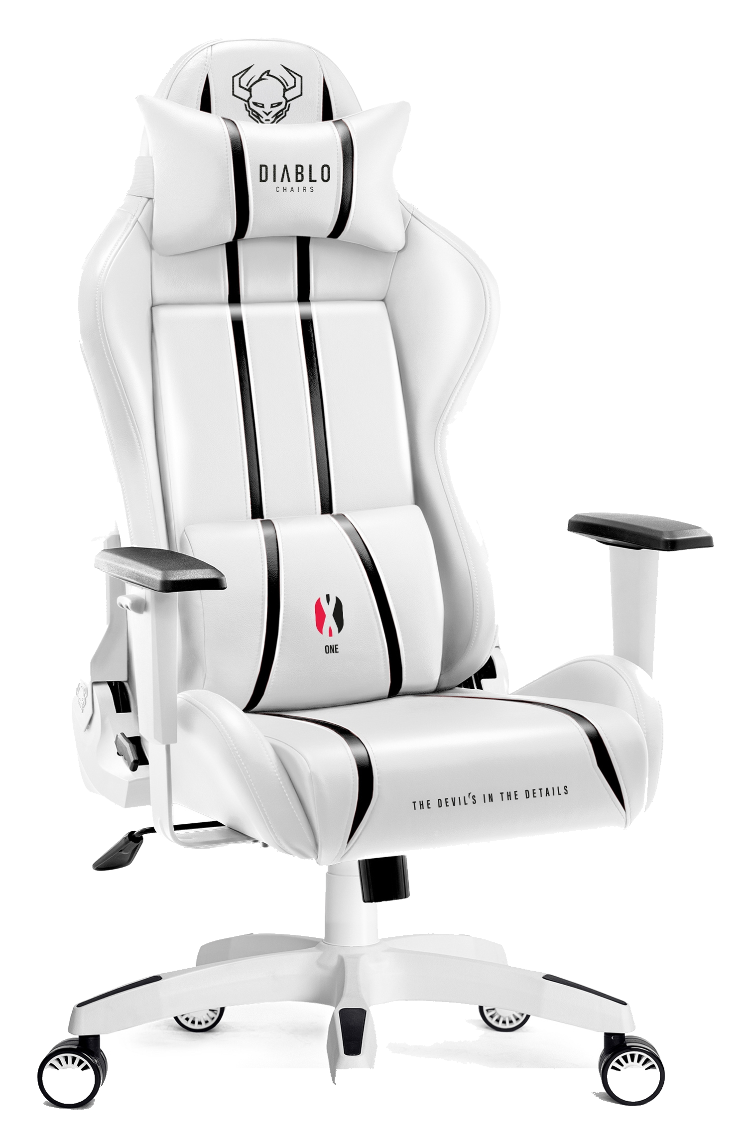 Diablo X-One 2.0 King Size gaming chair in white and black, front three-quarter view