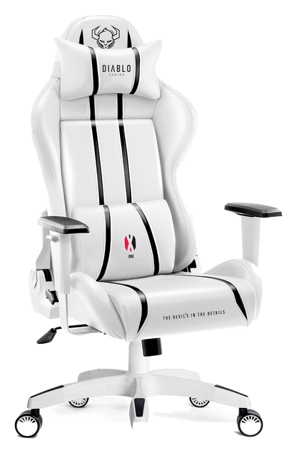 Diablo X-One 2.0 King Size gaming chair in white and black, front three-quarter view
