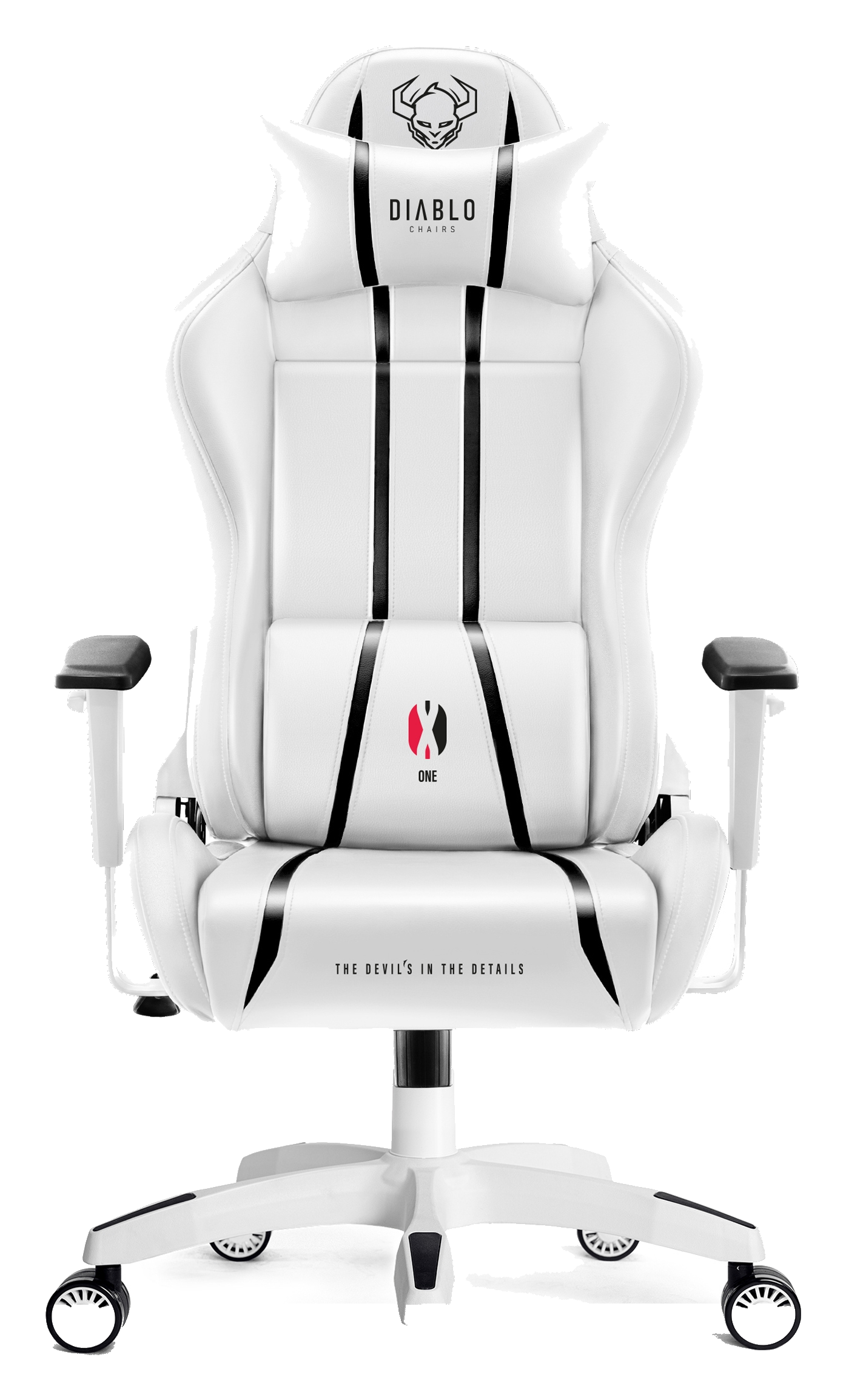 Diablo X-One 2.0 King Size gaming chair in white and black, front view