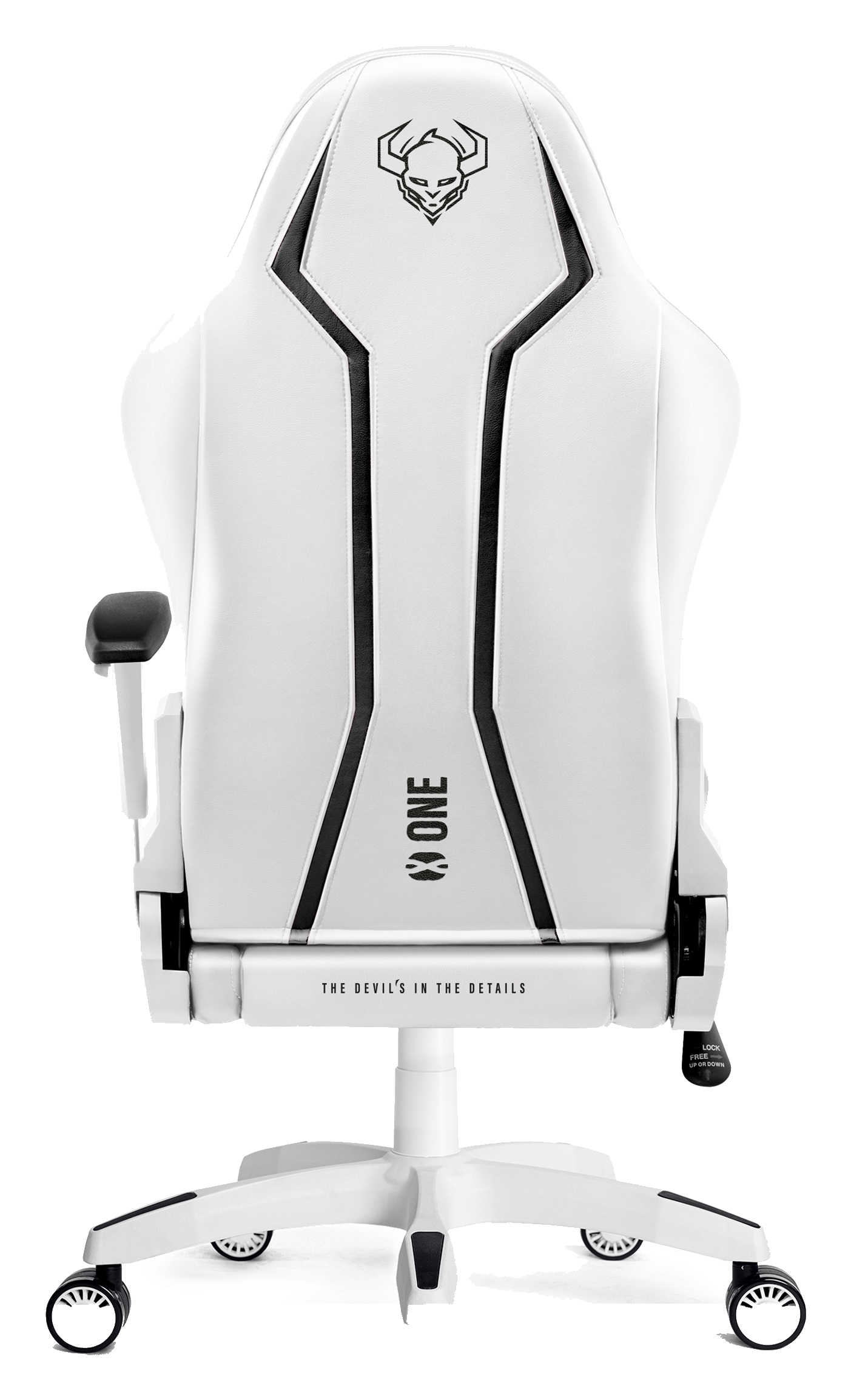 Diablo X-One 2.0 King Size gaming chair in white and black, rear view