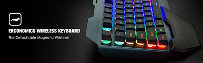 Wireless gaming Keyboard and Mouse Set Rainbow/RGB Backlit Rechargeable Keyboard and 7 Color Gaming Mute Mouse with Pad
