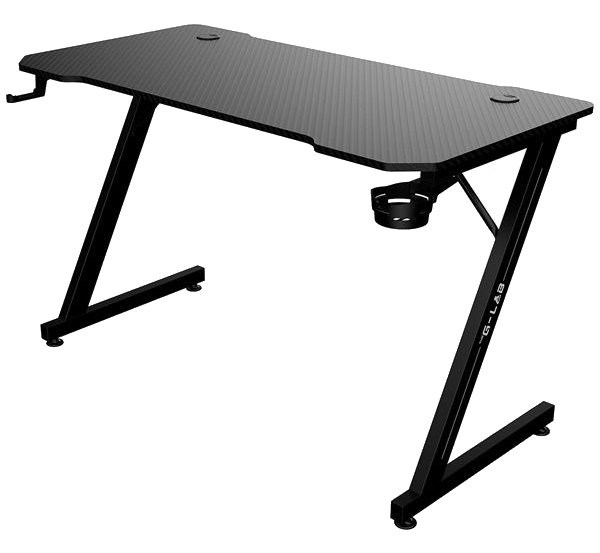 The G-Lab K-Desk Yttrium gaming desk, front view on transparent background