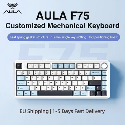 AULA F75 2.4G Wireless/Bluetooth/Wired Gaming Mechanical Keyboard RGB Customized 75% Layout OEM Profile Gasket Structure