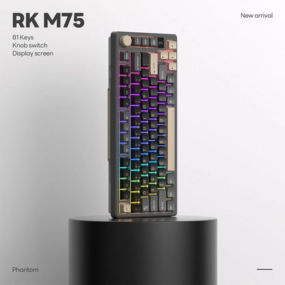 RK ROYAL KLUDGE M75 Gasket Mechanical Keyboard 2.4G Wireless/Bluetooth/USB 75% RGB Hot-Swappable Gaming Keyboard with Display
