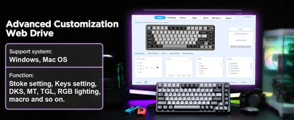 YUNZII RT75 Rapid Trigger Gaming Keyboard, Hyper Fast Magnetic Switch USB Mechanical Keyboards for Gamers, RGB 75% Keyboard