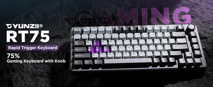 YUNZII RT75 Rapid Trigger Gaming Keyboard, Hyper Fast Magnetic Switch USB Mechanical Keyboards for Gamers, RGB 75% Keyboard