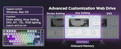 YUNZII RT75 Rapid Trigger Gaming Keyboard, Hyper Fast Magnetic Switch USB Mechanical Keyboards for Gamers, RGB 75% Keyboard