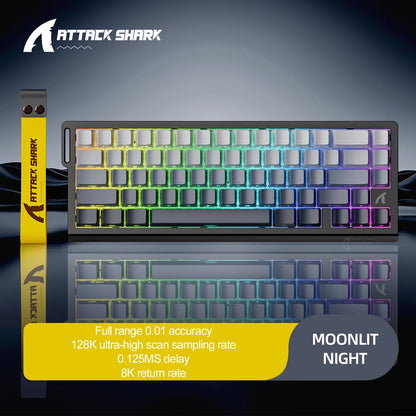 ATTACK SHARK X68 HE Rapid Trigger 8KHz Magnetic Keyboard, 0.01mm RT Accuracy, 60% Layout, RGB, Support RT/Snap Tap/DKS/MT/TGL