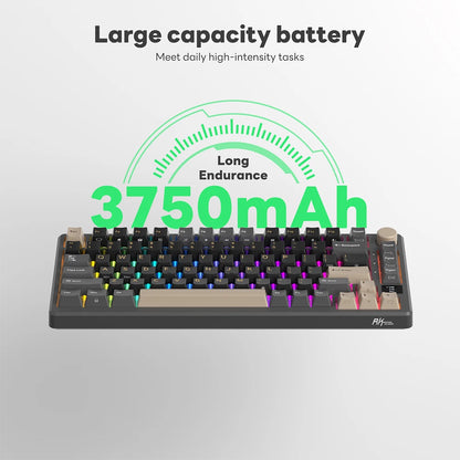 RK ROYAL KLUDGE M75 Gasket Mechanical Keyboard 2.4G Wireless/Bluetooth/USB 75% RGB Hot-Swappable Gaming Keyboard with Display