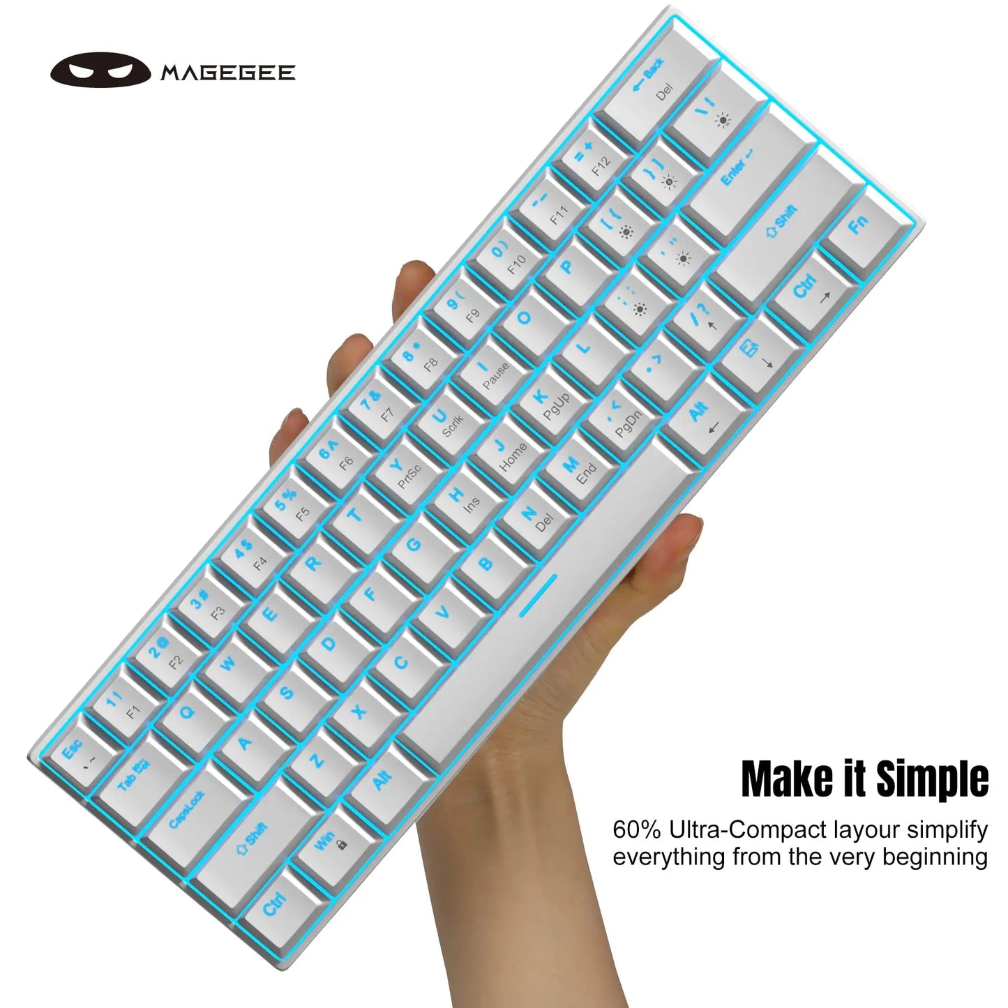 MageGee MK-Star61 Mini 60% Mechanical Keyboard 61 Keys Wired LED Backlit Compact Gaming Keyboard for Laptop, Desktop, PC, Tablet