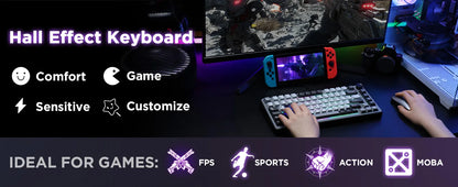 YUNZII RT75 Rapid Trigger Gaming Keyboard, Hyper Fast Magnetic Switch USB Mechanical Keyboards for Gamers, RGB 75% Keyboard