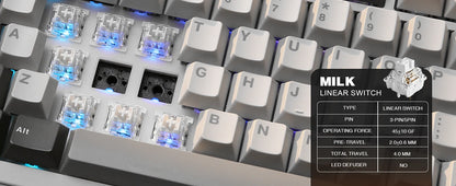 YUNZII B75 PRO 82-Key Wireless Mechanical Gaming Keyboard, Gasket Hot Swap Custom RGB 75% BT/Type-C/2.4G Creamy Knob Keyboard