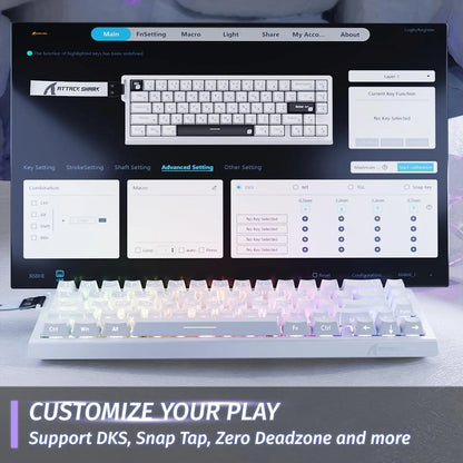 ATTACK SHARK X68 HE Rapid Trigger 8KHz Magnetic Keyboard, 0.01mm RT Accuracy, 60% Layout, RGB, Support RT/Snap Tap/DKS/MT/TGL