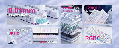 ATTACK SHARK X68 HE Rapid Trigger 8KHz Magnetic Keyboard, 0.01mm RT Accuracy, 60% Layout, RGB, Support RT/Snap Tap/DKS/MT/TGL