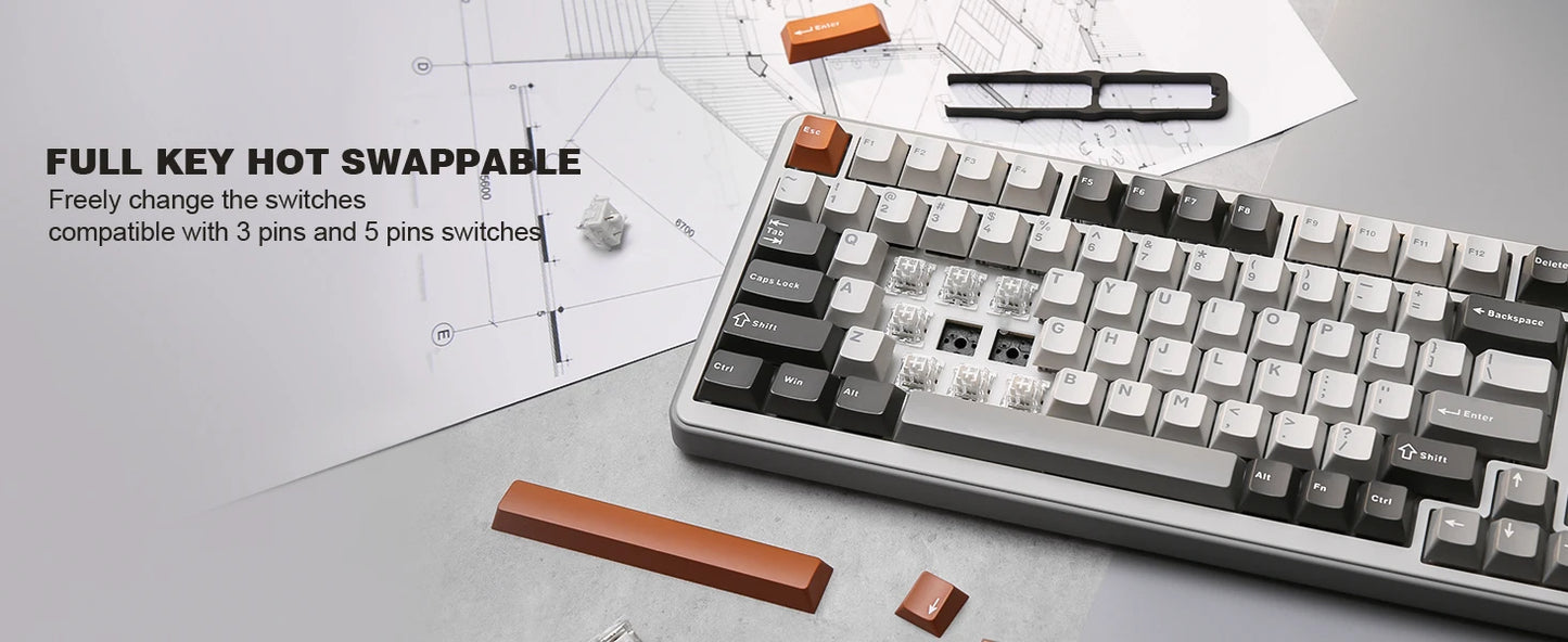 YUNZII B75 PRO 82-Key Wireless Mechanical Gaming Keyboard, Gasket Hot Swap Custom RGB 75% BT/Type-C/2.4G Creamy Knob Keyboard