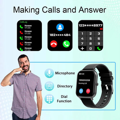 2025 New Sports Smart Watch Men HD Bluetooth Call Fitness Tracker Heart Rate IP68 Waterproof Smart Watch Men Women IOS Android