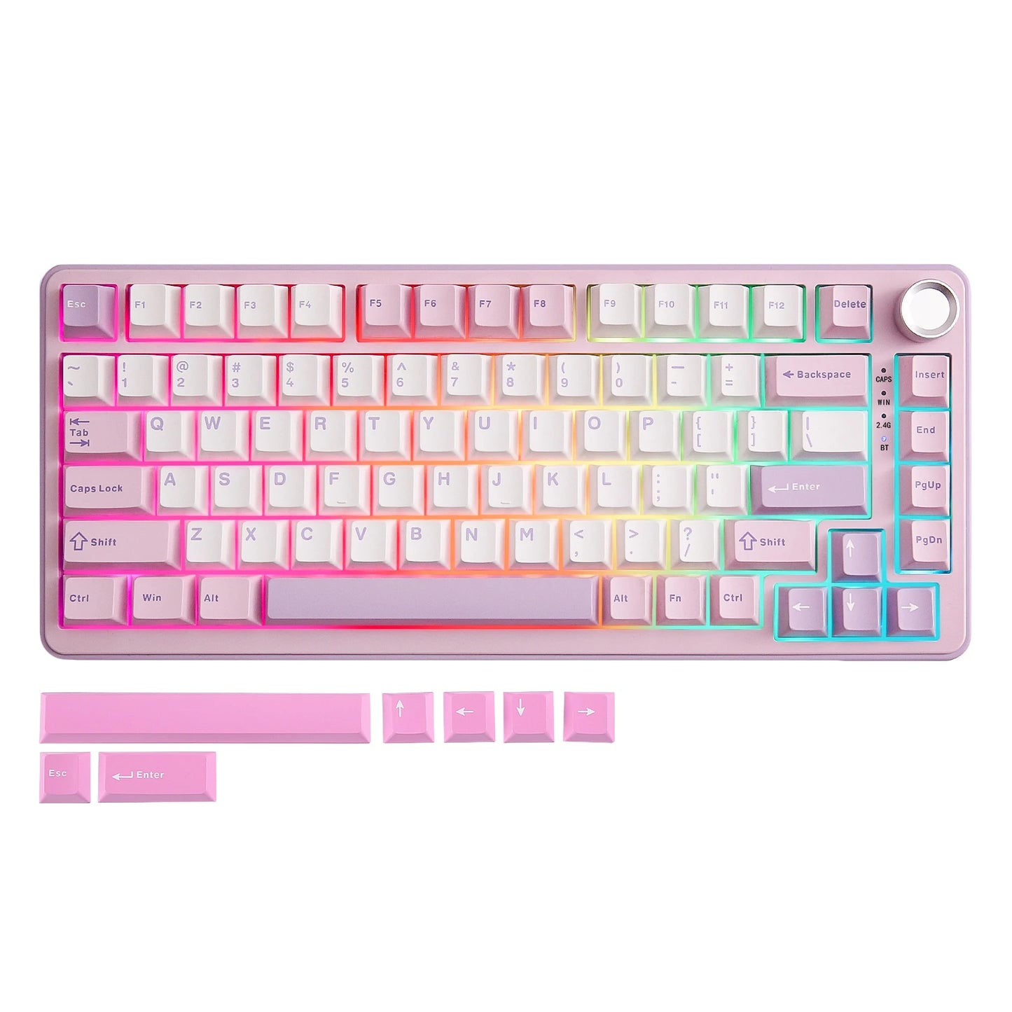 YUNZII B75 PRO 82-Key Wireless Mechanical Gaming Keyboard, Gasket Hot Swap Custom RGB 75% BT/Type-C/2.4G Creamy Knob Keyboard