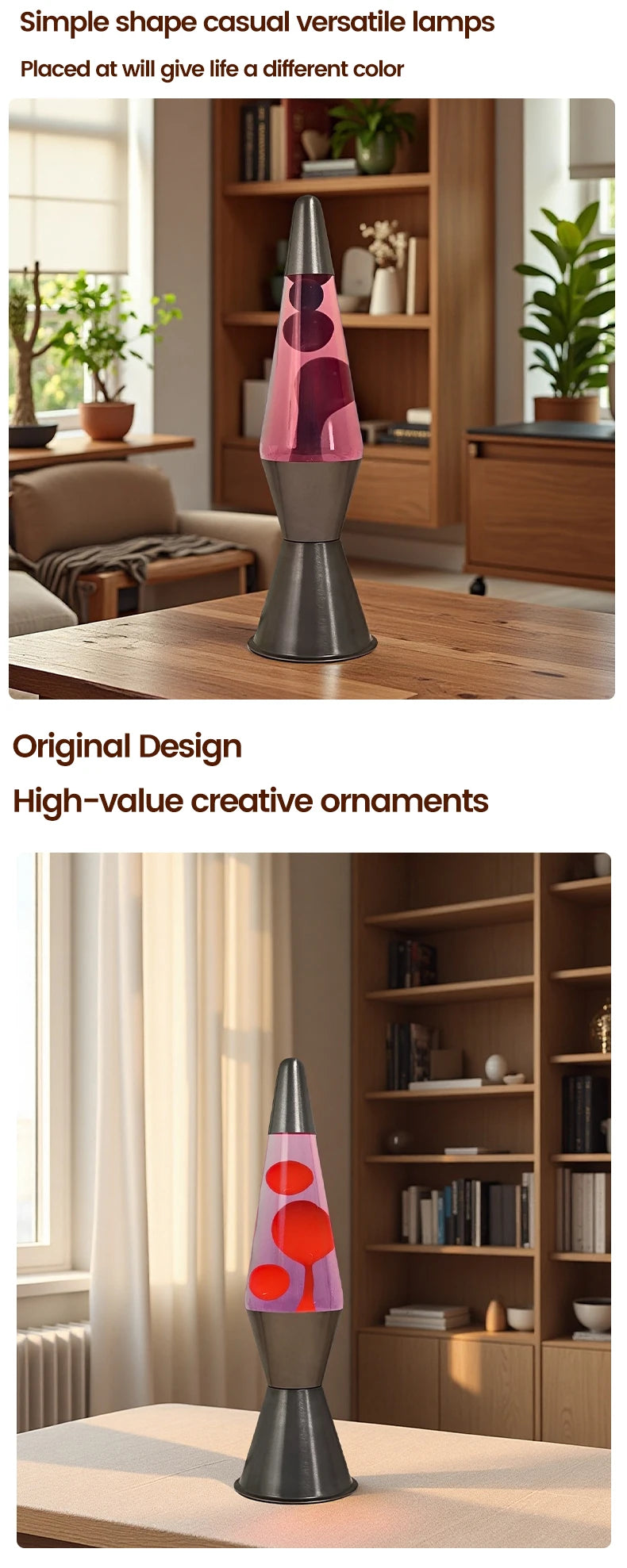 Double horn wax lava lamp, home creative floating lamp, night light, volcanic cone bottle wax lamp, atmospheric onion lamp