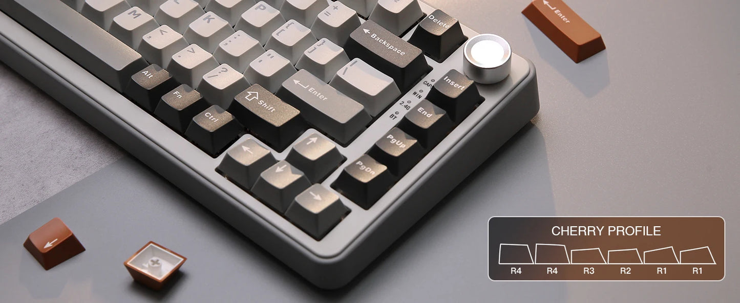 YUNZII B75 PRO 82-Key Wireless Mechanical Gaming Keyboard, Gasket Hot Swap Custom RGB 75% BT/Type-C/2.4G Creamy Knob Keyboard