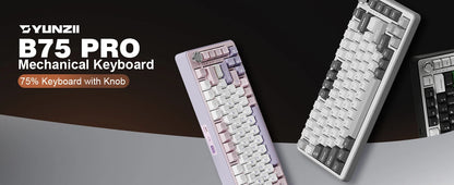 YUNZII B75 PRO 82-Key Wireless Mechanical Gaming Keyboard, Gasket Hot Swap Custom RGB 75% BT/Type-C/2.4G Creamy Knob Keyboard