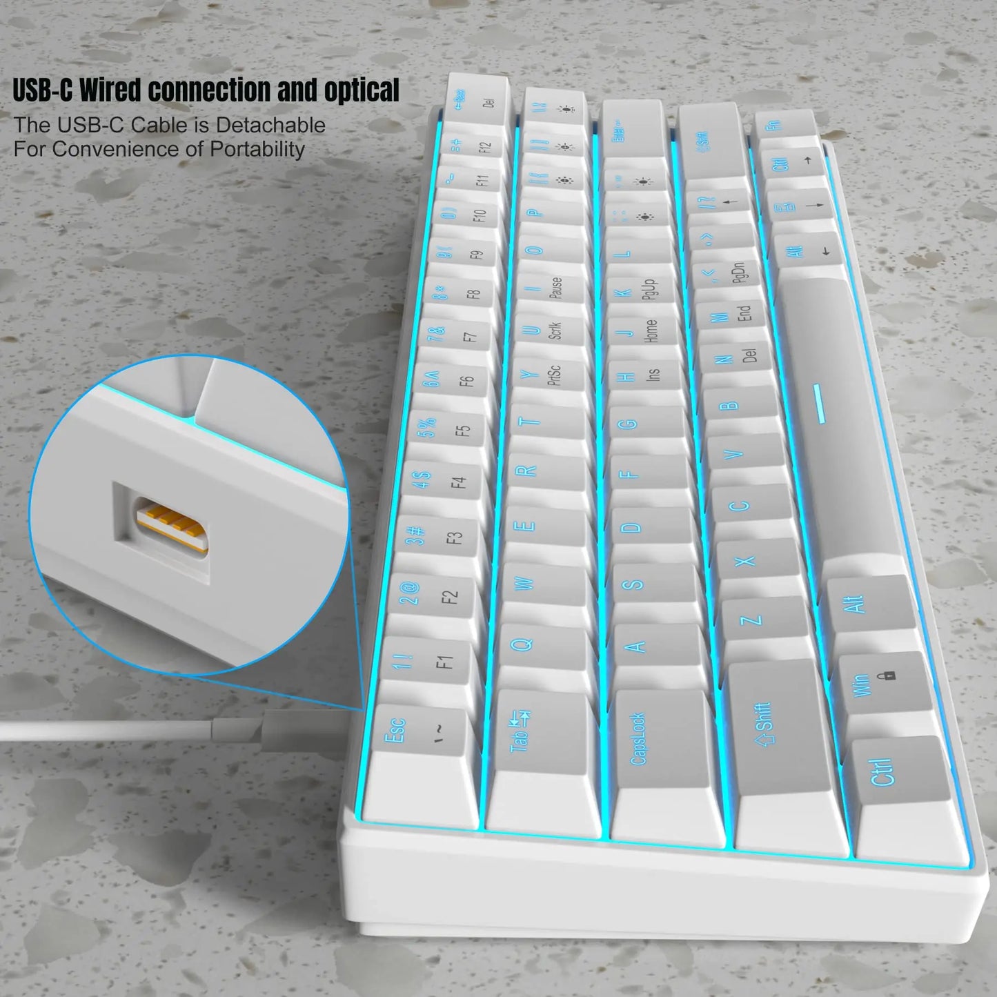 MageGee MK-Star61 Mini 60% Mechanical Keyboard 61 Keys Wired LED Backlit Compact Gaming Keyboard for Laptop, Desktop, PC, Tablet