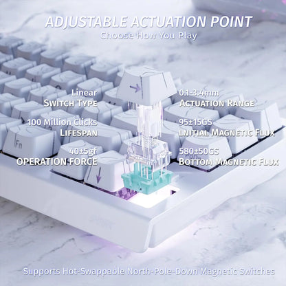 ATTACK SHARK X68 HE Rapid Trigger 8KHz Magnetic Keyboard, 0.01mm RT Accuracy, 60% Layout, RGB, Support RT/Snap Tap/DKS/MT/TGL