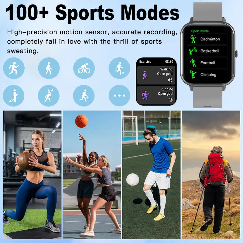 2025 New Sports Smart Watch Men HD Bluetooth Call Fitness Tracker Heart Rate IP68 Waterproof Smart Watch Men Women IOS Android