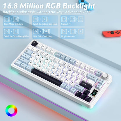 AULA S75pro Wireless Keyboard Tri-mode RGB Gaming Keyboard Hot Swap PBT Keycaps with Macro Software