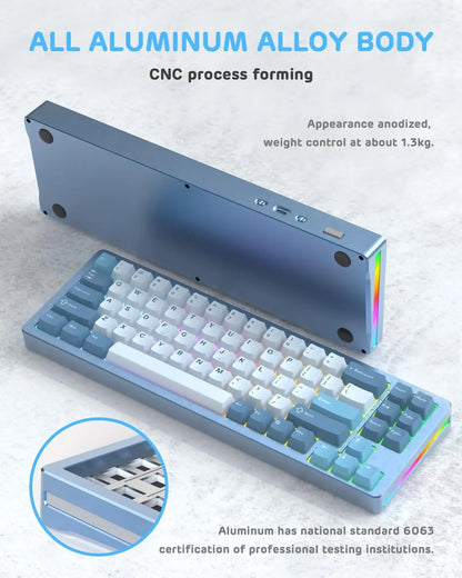 ATTACK SHARK M71 75% TKL Aluminum CNC Wireless Mechanical Keyboard, Hot-swap, RGB NKRO Gaming Custom Gasket Keyboard,4600mAh