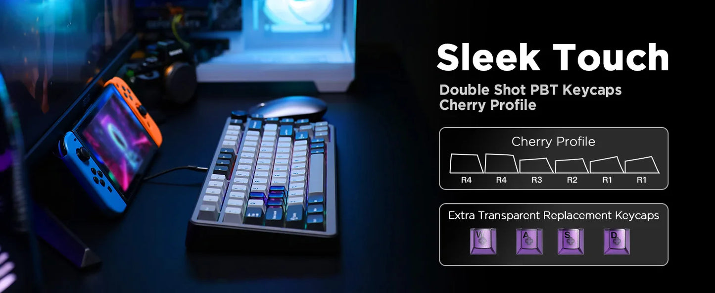 YUNZII RT75 Rapid Trigger Gaming Keyboard, Hyper Fast Magnetic Switch USB Mechanical Keyboards for Gamers, RGB 75% Keyboard