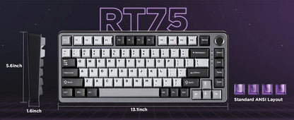 YUNZII RT75 Rapid Trigger Gaming Keyboard, Hyper Fast Magnetic Switch USB Mechanical Keyboards for Gamers, RGB 75% Keyboard