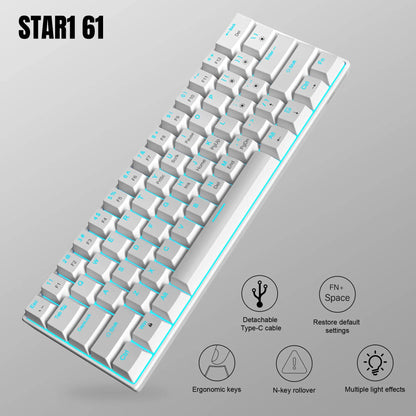 MageGee MK-Star61 Mini 60% Mechanical Keyboard 61 Keys Wired LED Backlit Compact Gaming Keyboard for Laptop, Desktop, PC, Tablet