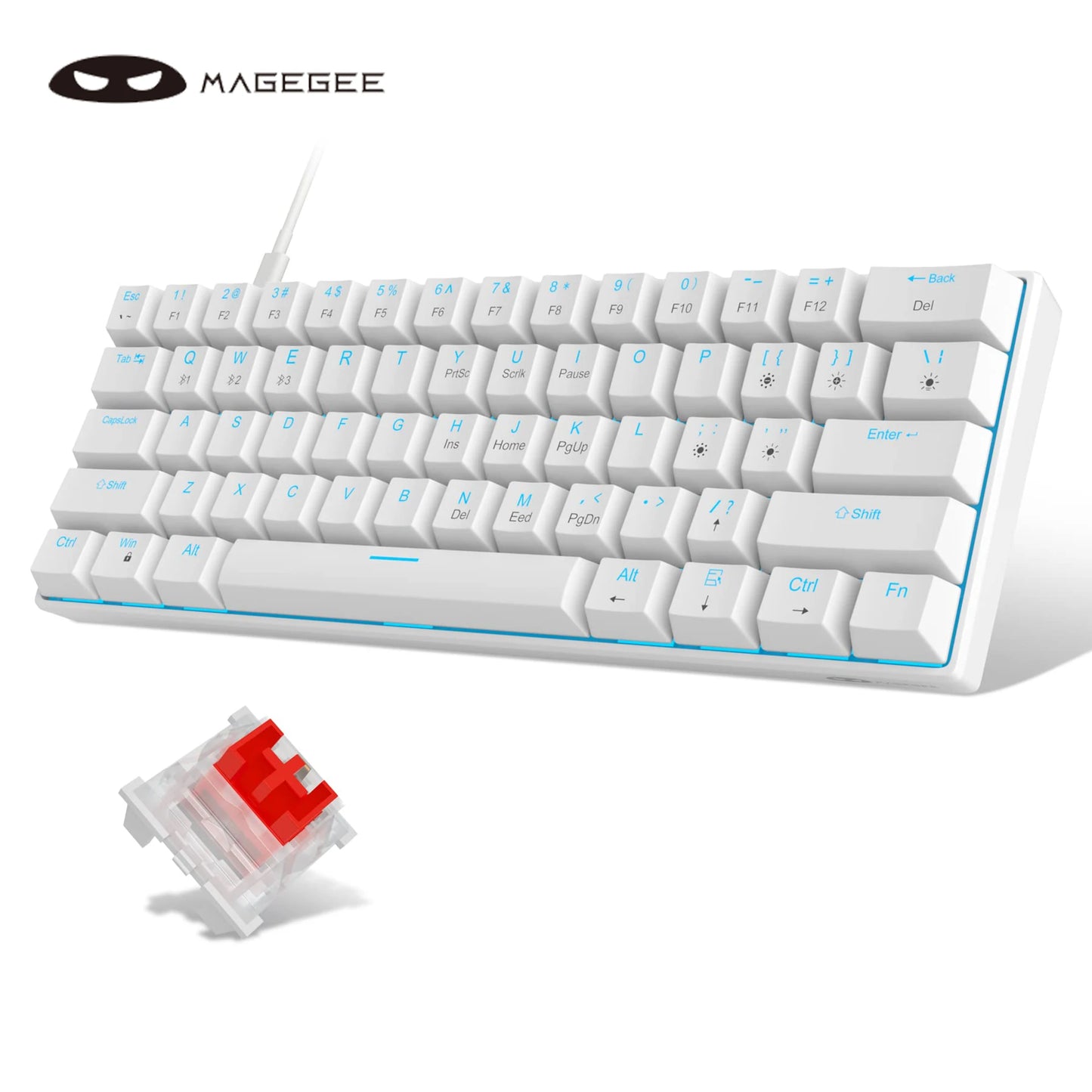 MageGee MK-Star61 Mini 60% Mechanical Keyboard 61 Keys Wired LED Backlit Compact Gaming Keyboard for Laptop, Desktop, PC, Tablet