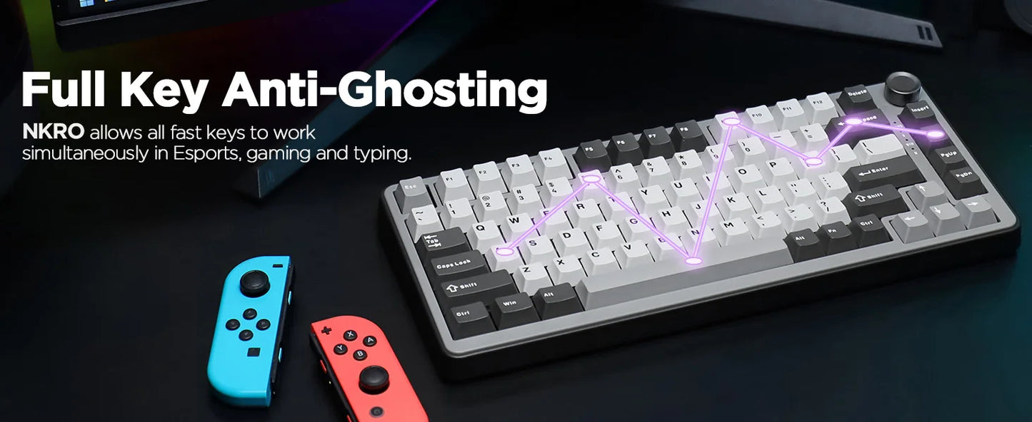 YUNZII RT75 Rapid Trigger Gaming Keyboard, Hyper Fast Magnetic Switch USB Mechanical Keyboards for Gamers, RGB 75% Keyboard