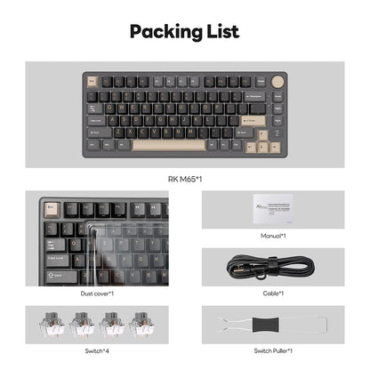 RK ROYAL KLUDGE M75 Gasket Mechanical Keyboard 2.4G Wireless/Bluetooth/USB 75% RGB Hot-Swappable Gaming Keyboard with Display