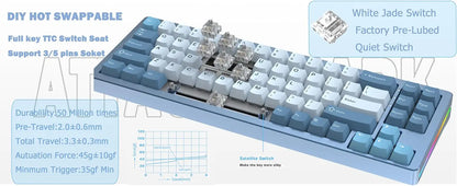 ATTACK SHARK M71 75% TKL Aluminum CNC Wireless Mechanical Keyboard, Hot-swap, RGB NKRO Gaming Custom Gasket Keyboard,4600mAh