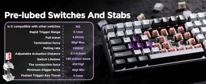 YUNZII RT75 Rapid Trigger Gaming Keyboard, Hyper Fast Magnetic Switch USB Mechanical Keyboards for Gamers, RGB 75% Keyboard