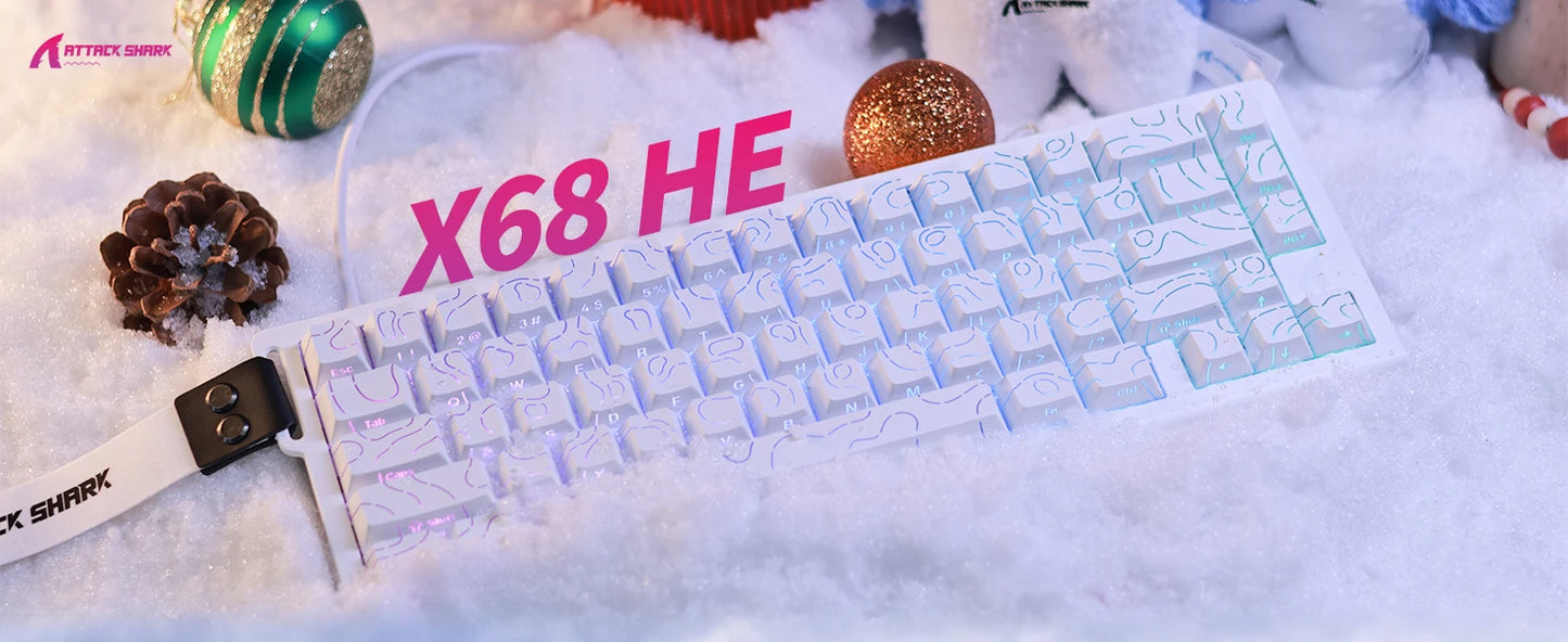 ATTACK SHARK X68 HE Rapid Trigger 8KHz Magnetic Keyboard, 0.01mm RT Accuracy, 60% Layout, RGB, Support RT/Snap Tap/DKS/MT/TGL