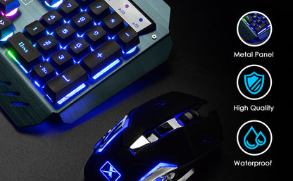 Wireless gaming Keyboard and Mouse Set Rainbow/RGB Backlit Rechargeable Keyboard and 7 Color Gaming Mute Mouse with Pad