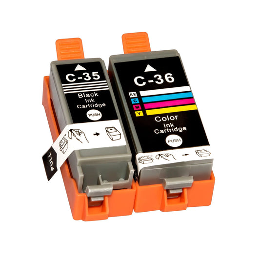 Wechselfaul 2er Set – kompatible Druckerpatronen Ersatz für Canon PGI-35 & CLI-36 (Black & Color)-0
