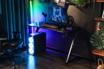 The G-Lab K-Desk Yttrium gaming desk in a room setup