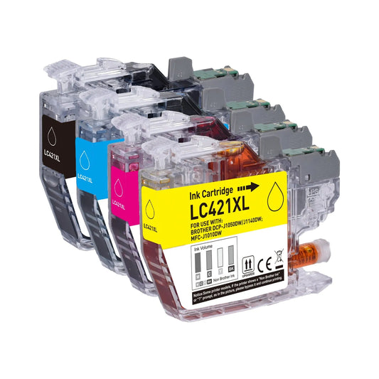 Wechselfaul Patronen kompatibel mit Brother LC-421XL – 4er Set Schwarz & Farbe-0
